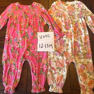 SOLD Angel Dear Bamboo Floral Long Sleeve Romper Jumpsuit Set